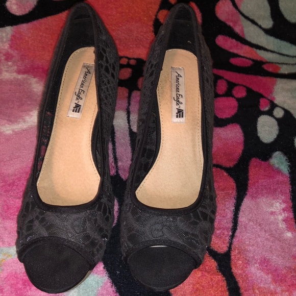 American Eagle Outfitters Shoes - American eagle Black wedge heels 8.5